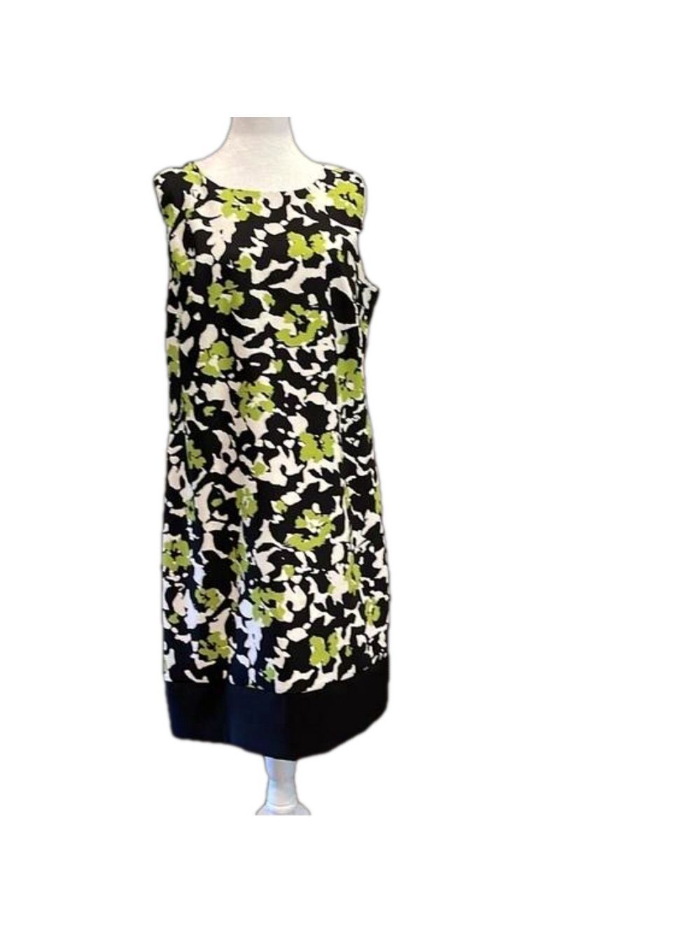 Ronni Nicole Sz 14 Black Lime Floral Shift Dress Travel Wrinkle Free
